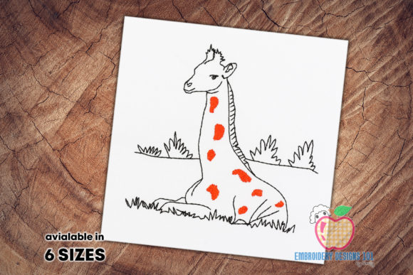 Baby Giraffe Sitting on Grass Sketch Review
