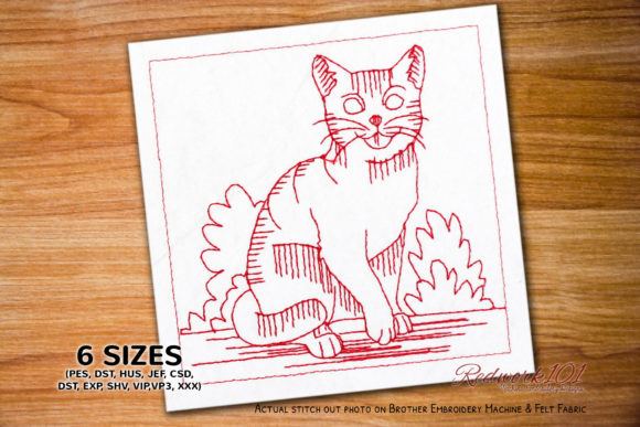 Cute Happy Kitten Redwork Review