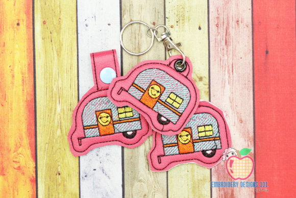 Vintage Camper in the Hoop Keyfob